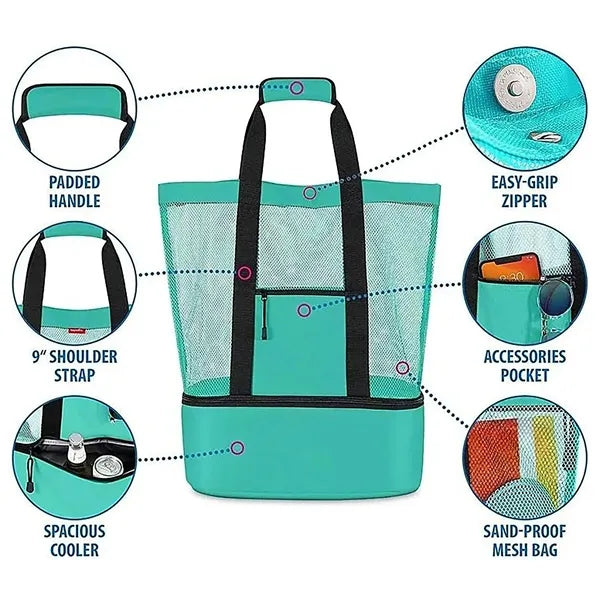 Waterproof Beach Tote Bag with Cooler Compartment