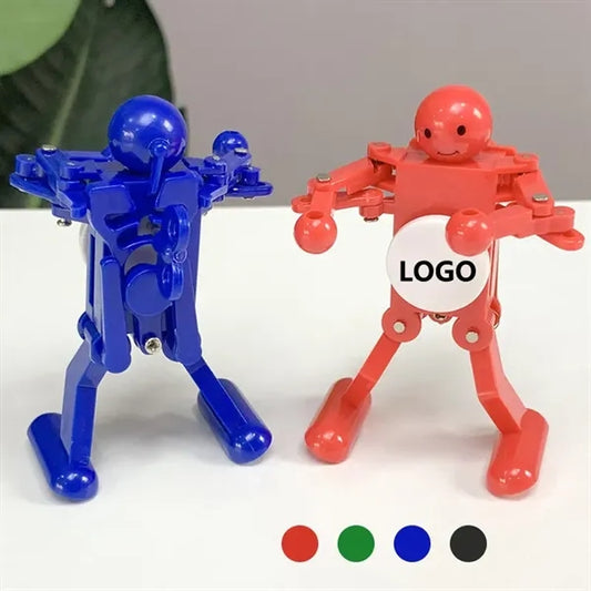 Wind-Up Dancing Robot with Spinning Logo Disc Toy