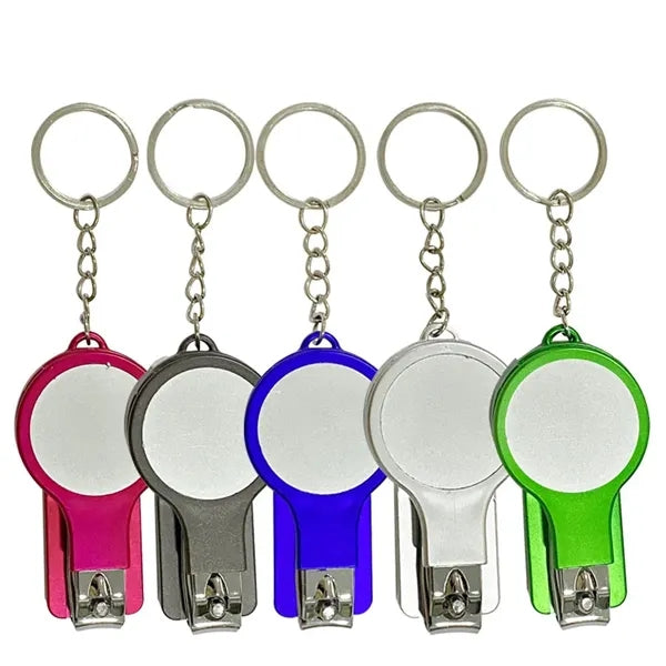 Nail Clipper Keychain With Ballpoint Pen And Mirror