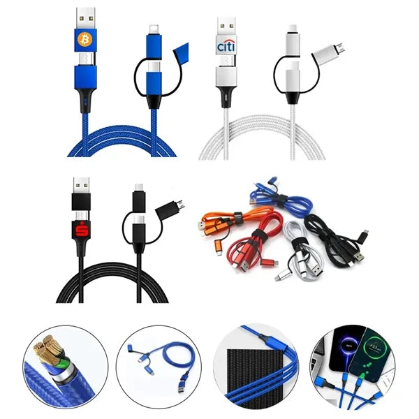 Portable Nylon Braided Charging Cord 5in1 Cables For Office