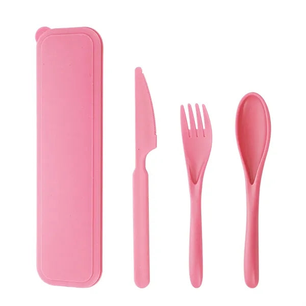 Lightweight 3-Piece Wheat Straw Tableware Set Easy to Clean