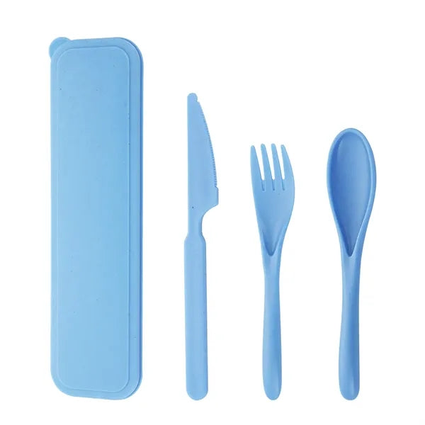 Lightweight 3-Piece Wheat Straw Tableware Set Easy to Clean