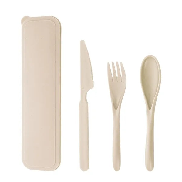 Lightweight 3-Piece Wheat Straw Tableware Set Easy to Clean