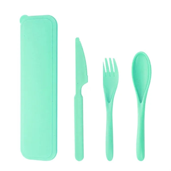 Lightweight 3-Piece Wheat Straw Tableware Set Easy to Clean