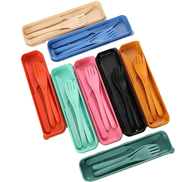 Lightweight 3-Piece Wheat Straw Tableware Set Easy to Clean