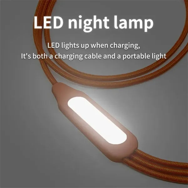 Multi 3 in 2 Charging Cables for Home and Travel With LED