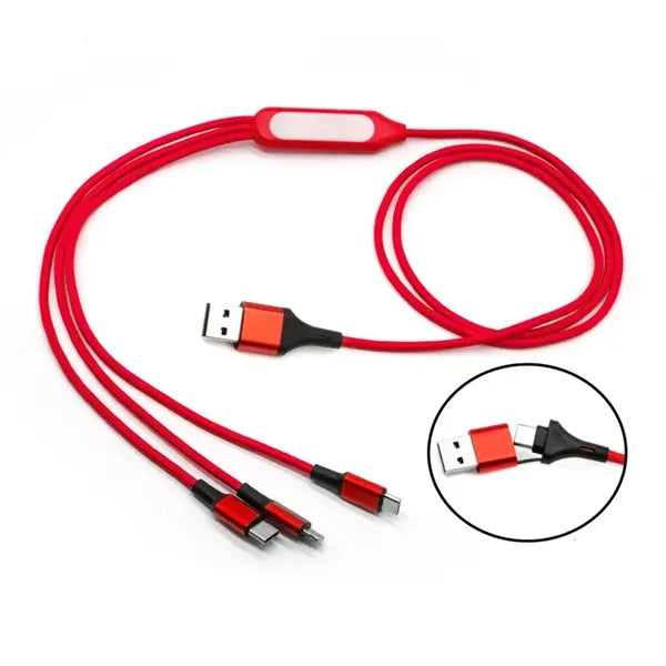 Multi 3 in 2 Charging Cables for Home and Travel With LED