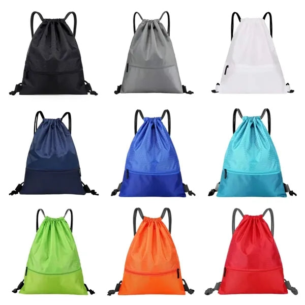 Drawstring Backpack with Zipper Pocket