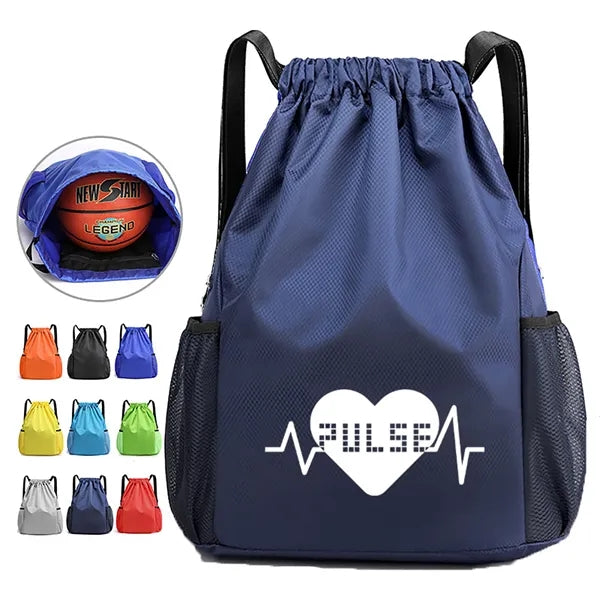 Nylon Drawstring Backpack Sports Gym Bag for Women Men