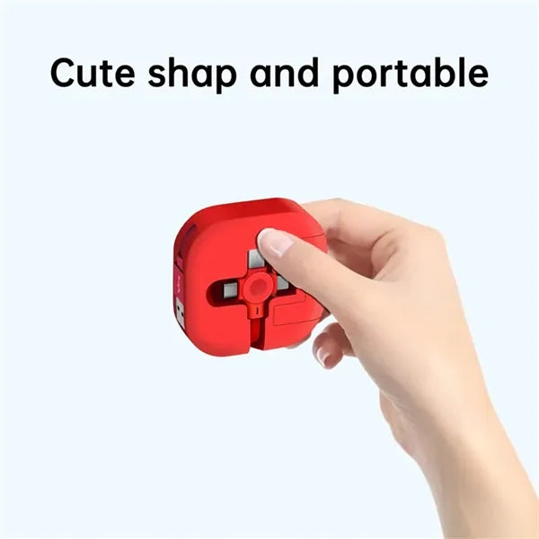 3 in 1 Charging Cable Retractable Square With Mobile Holder