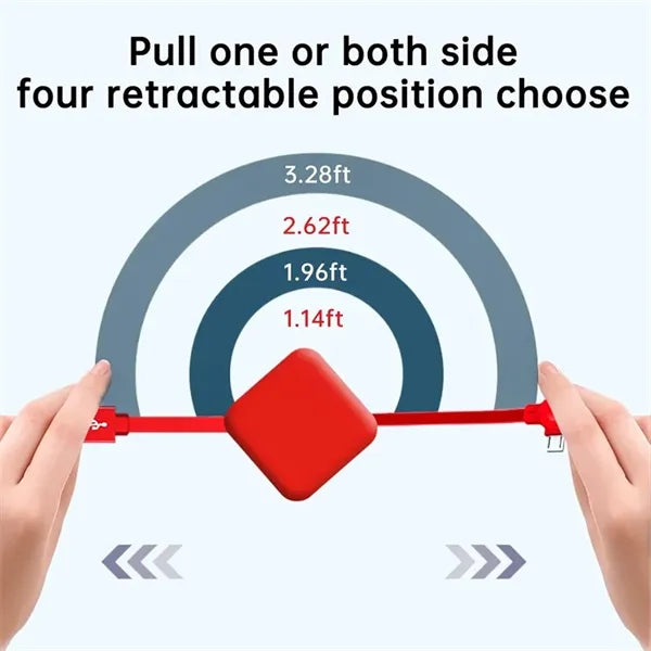 3 in 1 Charging Cable Retractable Square With Mobile Holder