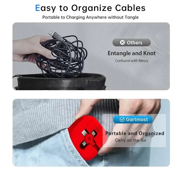 3 in 1 Charging Cable Retractable Square With Mobile Holder