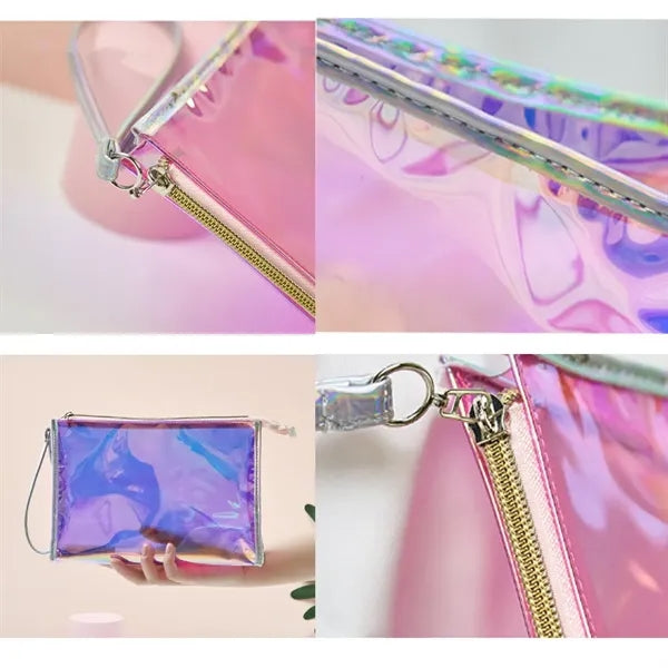 Laser PVC Cosmetic Bag Travel Toiletry Pouch with Zipper