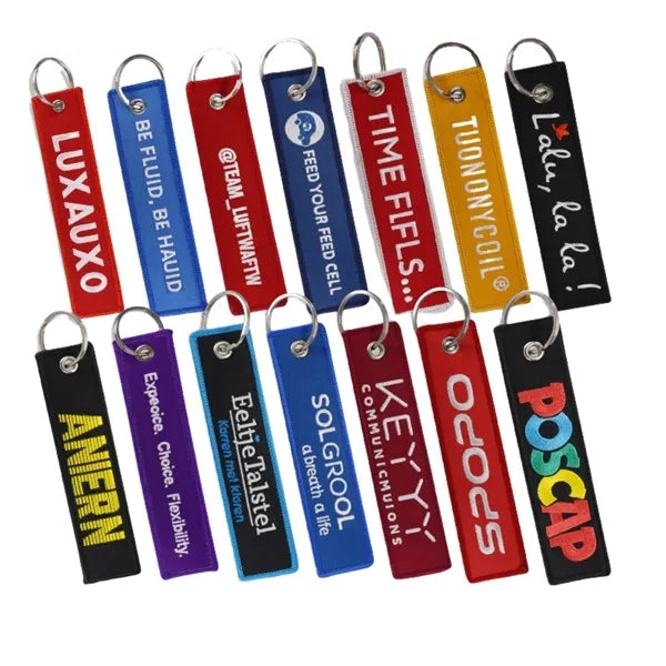 Embroidered Woven Tag Keychain