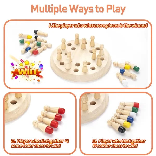 Wooden Memory Chess Matching Game for Kids and Adults