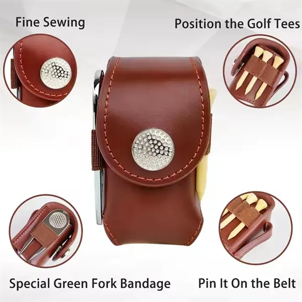 Cowhide Portable Golfer Mini Storage Waist Bag Accessory