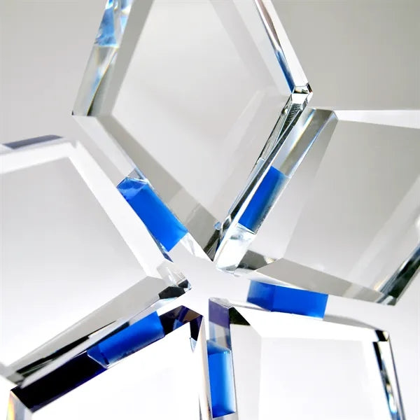 Clear Crystal Star Award on a Blue Base
