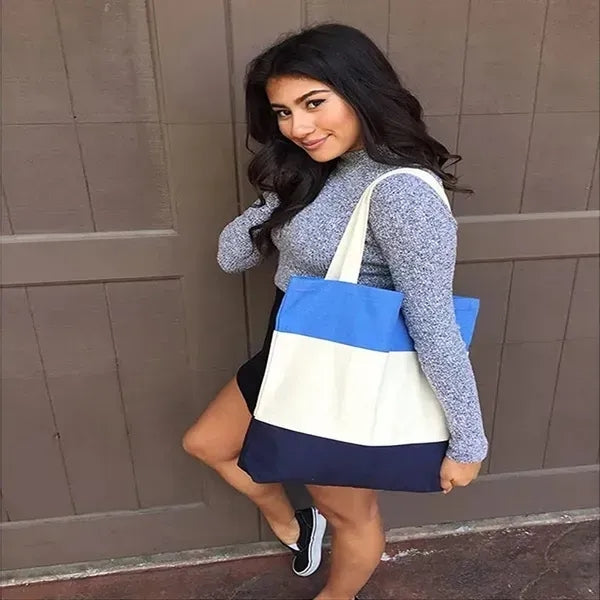Three Color Canvas Shopping Bag