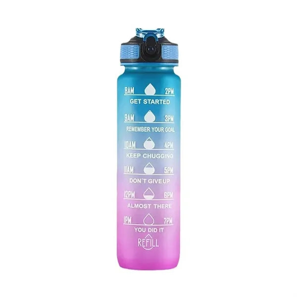 32oz Drinking Water Bottle with Time Marker & Straw