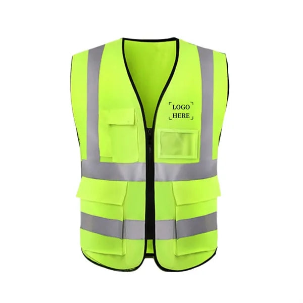 High Visibility Polyester Reflective Safety Vest w/4 Pockets