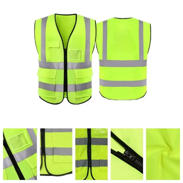 High Visibility Polyester Reflective Safety Vest w/4 Pockets