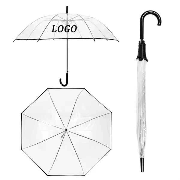 Transparent 8-bone dry long handle advertising umbrella