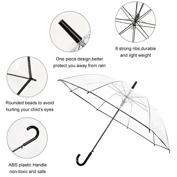Transparent 8-bone dry long handle advertising umbrella
