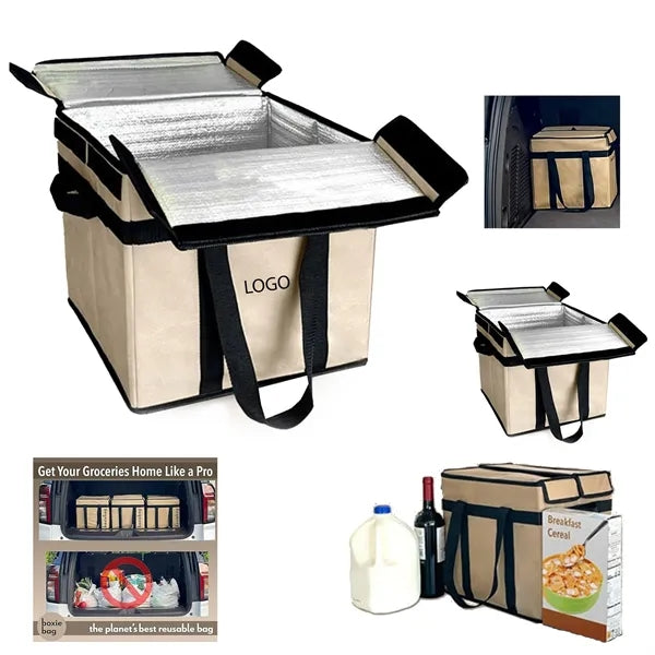 Collapsible Reuseable Insulated Grocery Bags 13"x13"11"