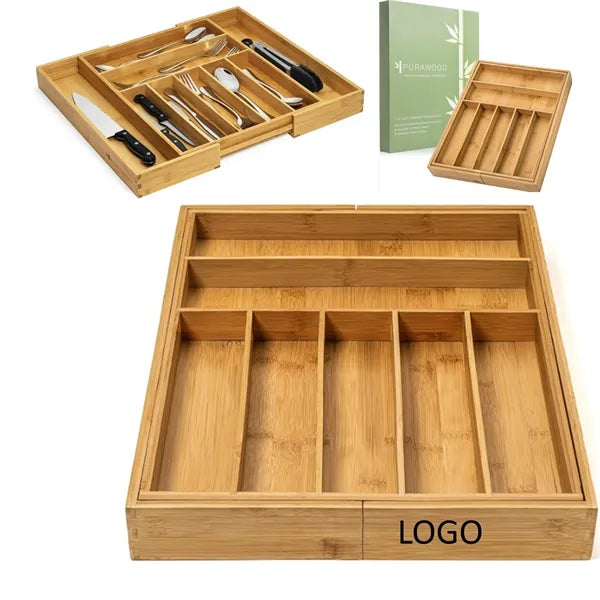 Bamboo Cutlery Flatware Organizer Expandable Kitchen Utensil