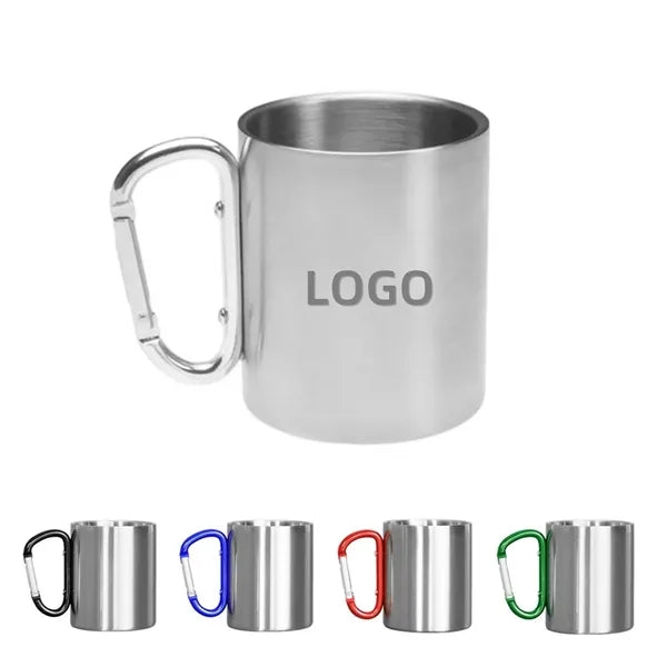 10 Oz. Stainless Steel Camping Carabiner Mug