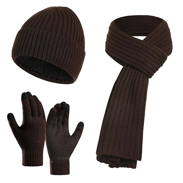 3 Sets Winter Hat Scarf and Touchscreen Gloves