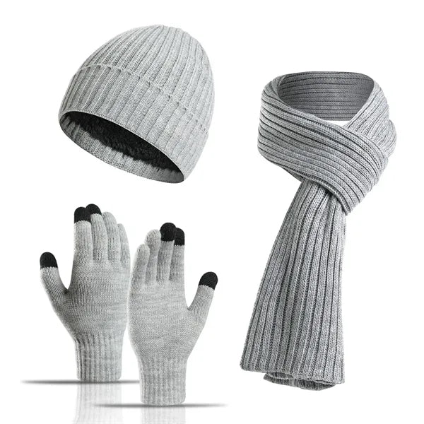 3 Sets Winter Hat Scarf and Touchscreen Gloves