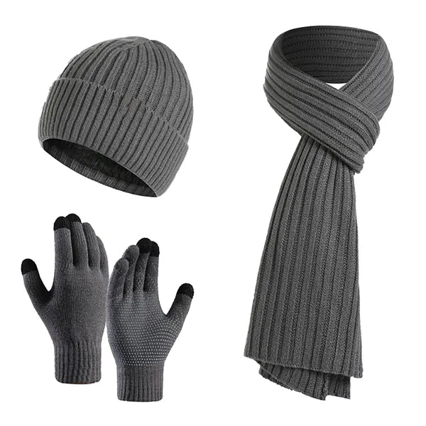 3 Sets Winter Hat Scarf and Touchscreen Gloves