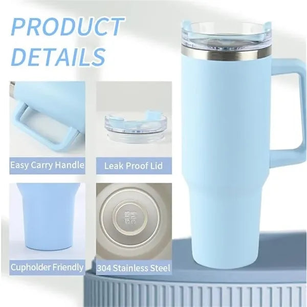 40oz Insulated Tumbler with Handle and Straw