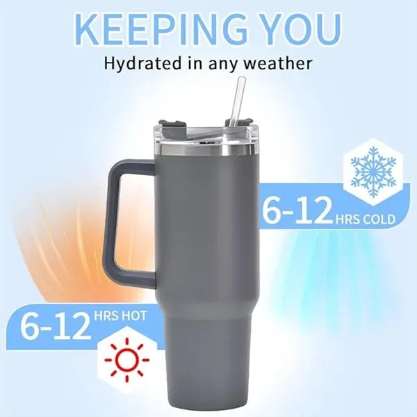 40oz Insulated Tumbler with Handle and Straw