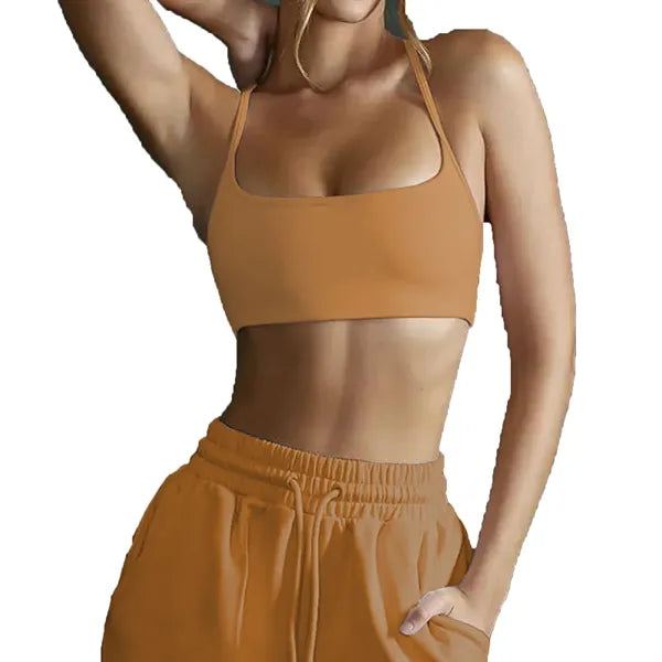 Women's Low-Cut Wire-Free Padded Yoga Sports Bra