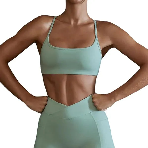 Women's Low-Cut Wire-Free Padded Yoga Sports Bra