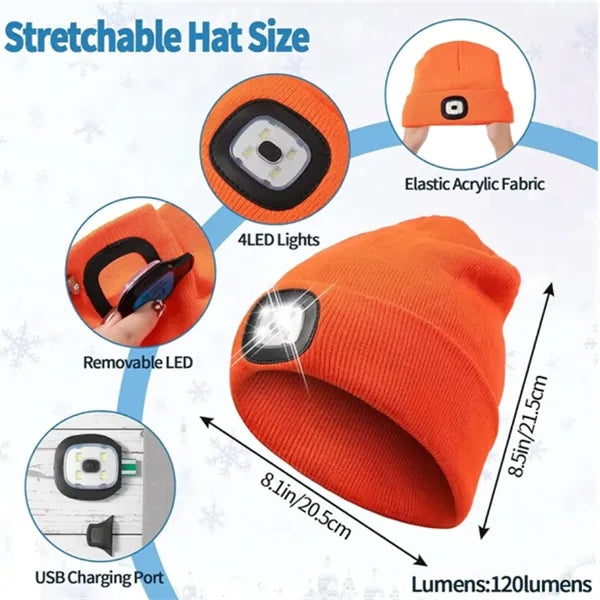 Unisex LED Light Winter Knitted Hat Cap Beanie