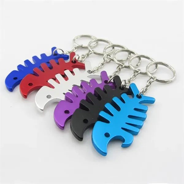 Fish Bone Shaped Metal Bottle Opener with Key Holder