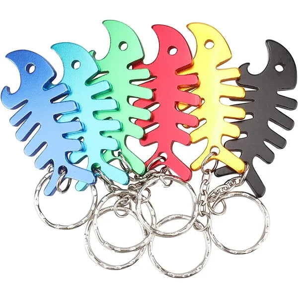 Fish Bone Shaped Metal Bottle Opener with Key Holder