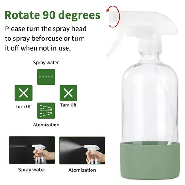 17oz Empty Clear Glass Spray Bottles Silicone Sleeve Protect