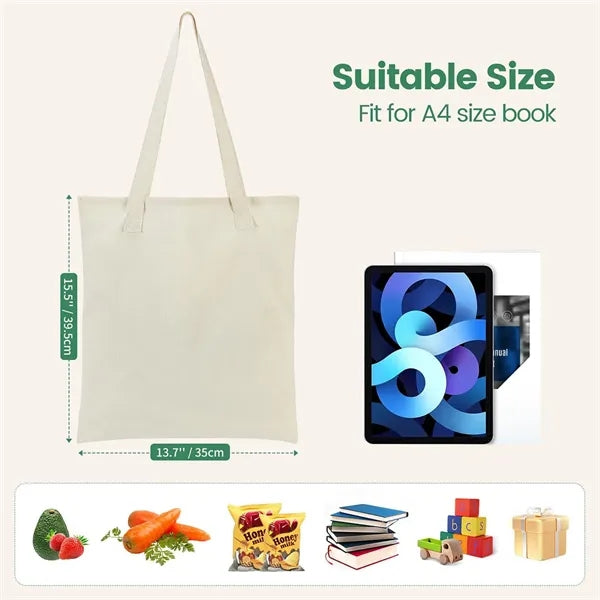 5 oz Cotton Canvas Shopping Grocery Tote Bag