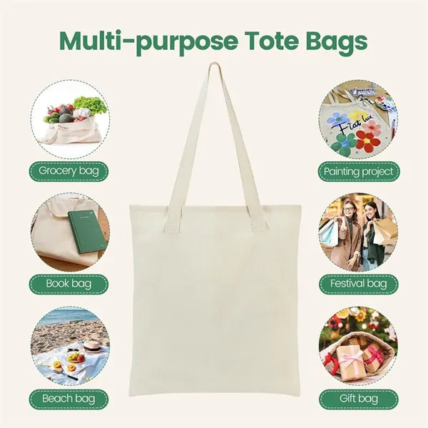 5 oz Cotton Canvas Shopping Grocery Tote Bag