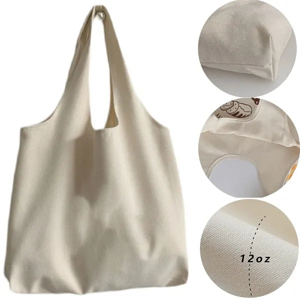 12 oz Cotton Canvas Shopping Grocery Tote Bag