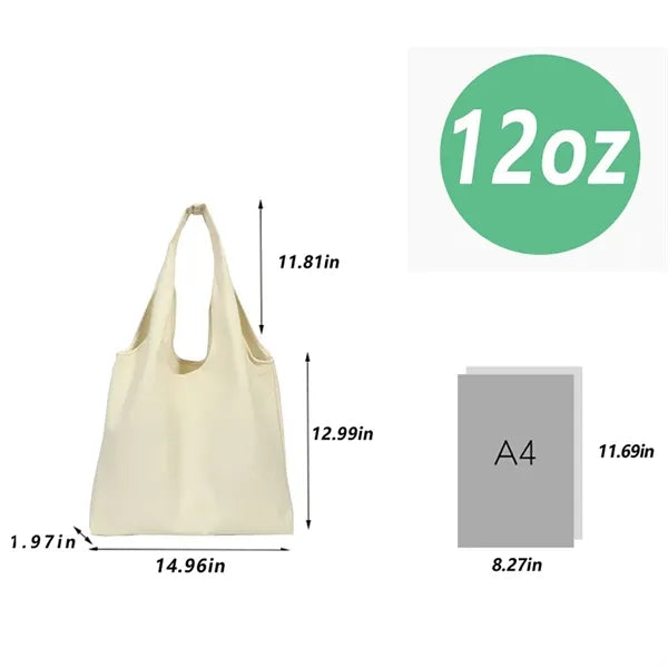 12 oz Cotton Canvas Shopping Grocery Tote Bag