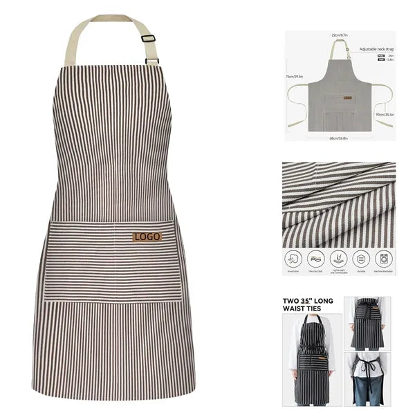 Adjustable Bib Chef Kitchen Cooking Apron with 2 Pockets