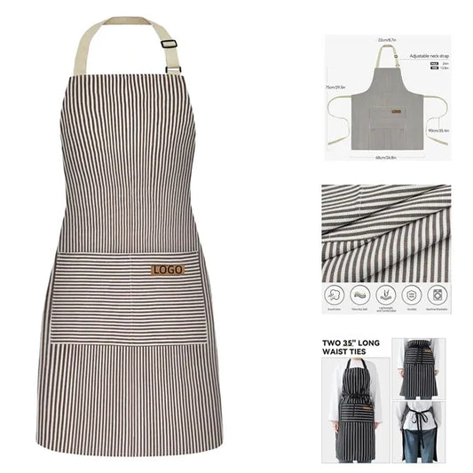 Adjustable Bib Chef Kitchen Cooking Apron with 2 Pockets