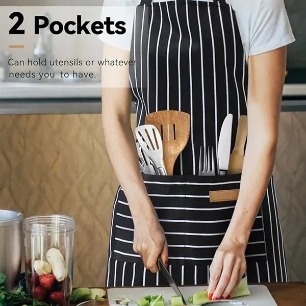 Adjustable Bib Chef Kitchen Cooking Apron with 2 Pockets