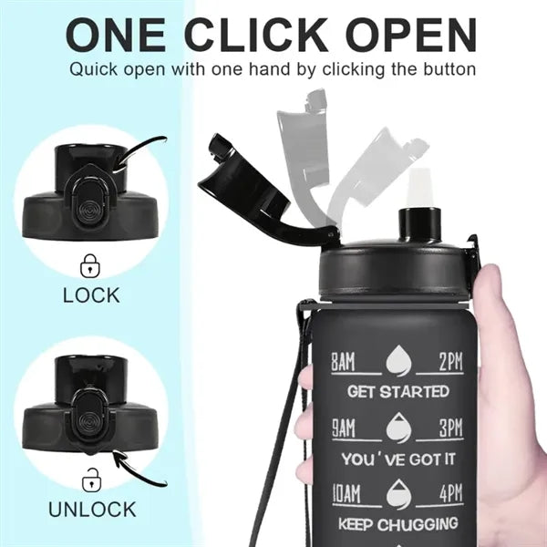 32 oz Sport Water Bottles with Times to Drink and Straw