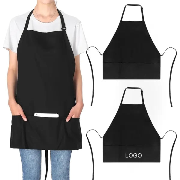 3 Pockets Unisex Adjustable Bibs Apron with Long Ties